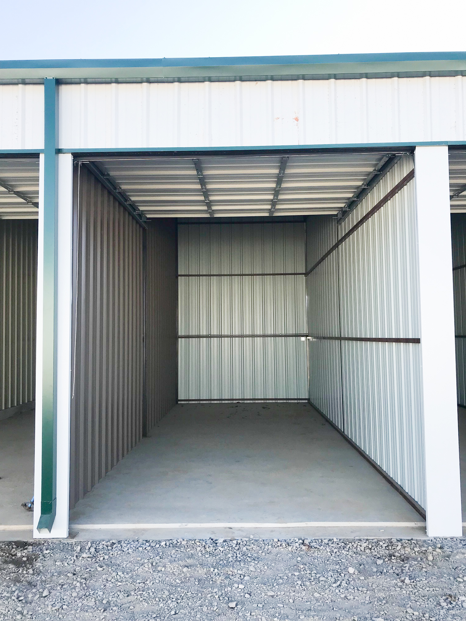 Inside view of single boat storage unit